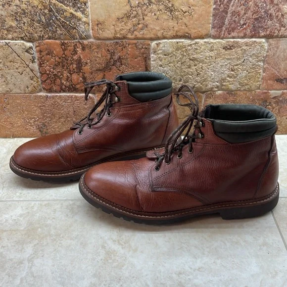Genuine Leather Men’s Boots Lace Up Gumlite Vibram Made In USA Brown 10M - Picture 3 of 16